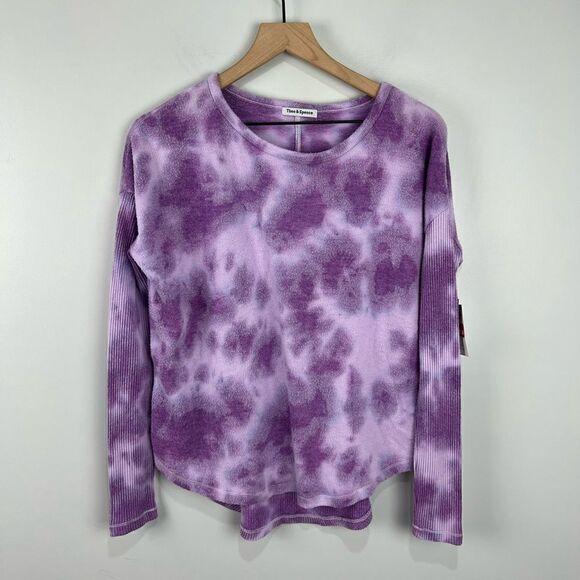Theo & Spence Purple Tie Dye Fuzzy Long Sleeve Top - Picture 3 of 10